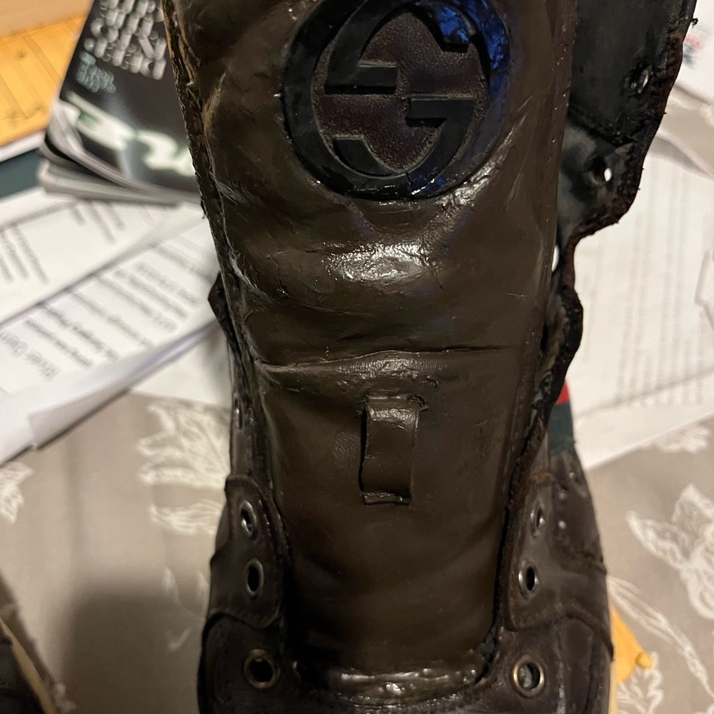 Gucci Brown Leather High-Top Boots with Red & Green Stripe - Picture 13 of 14